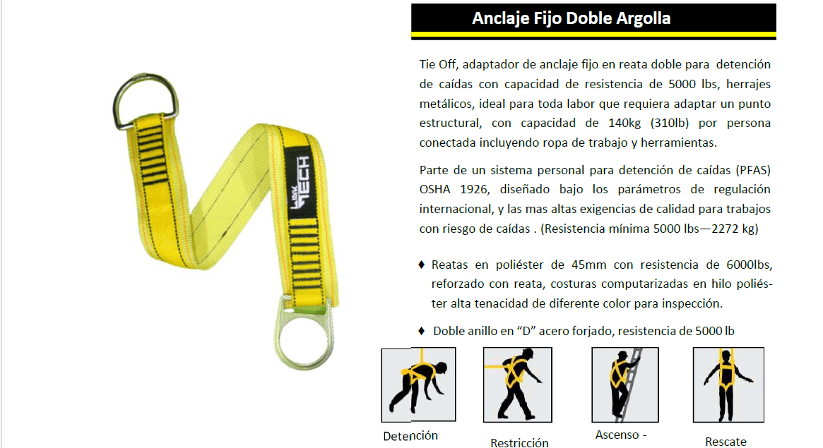 Anclaje Fijo Doble Argolla 90 cm lt20