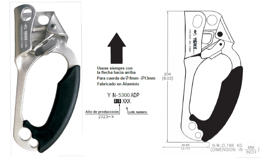 ASCENDEDOR YUMAR TIPO PUÑO PARA CUERDA 8 MM -13 MM